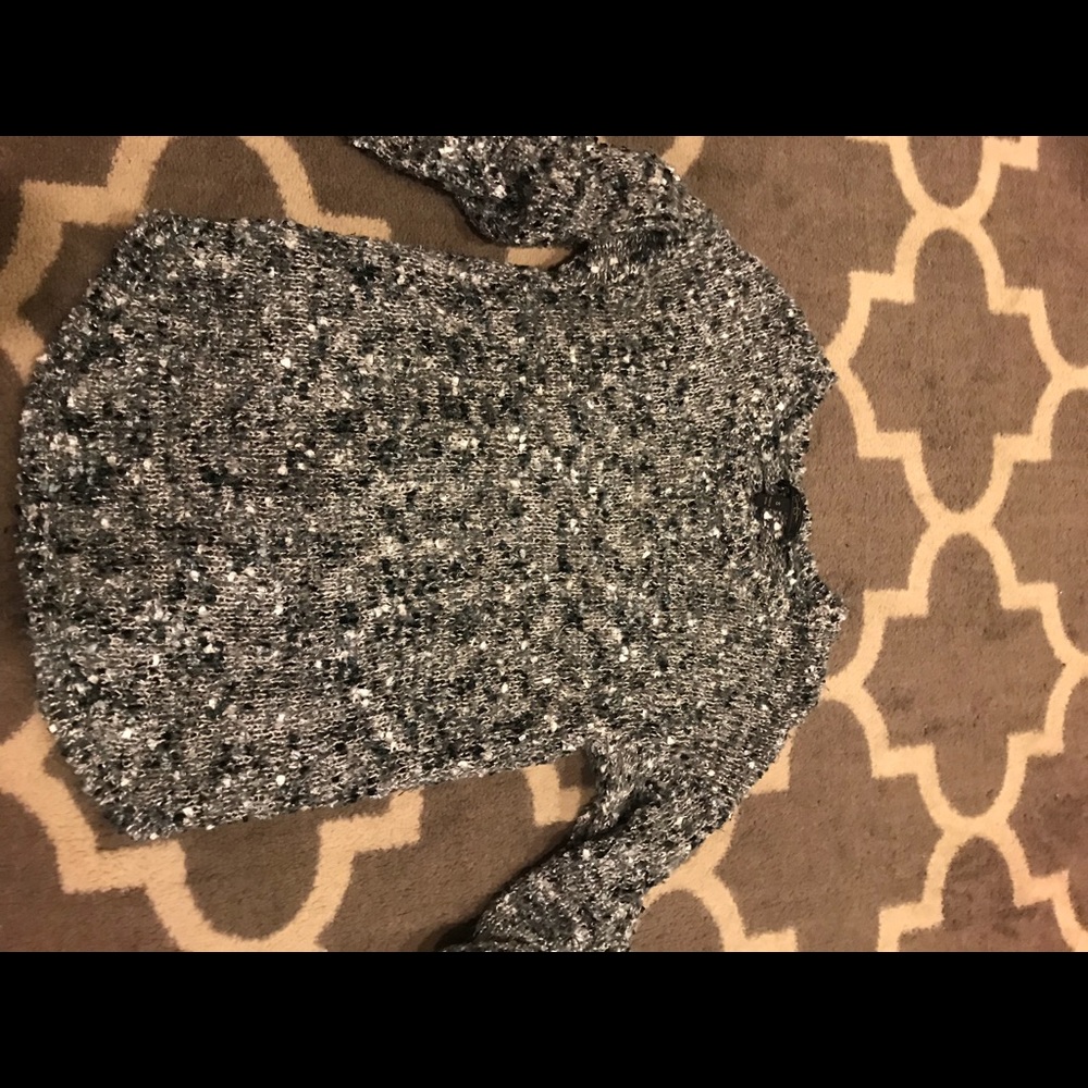 Black, silver, white speckled sweater